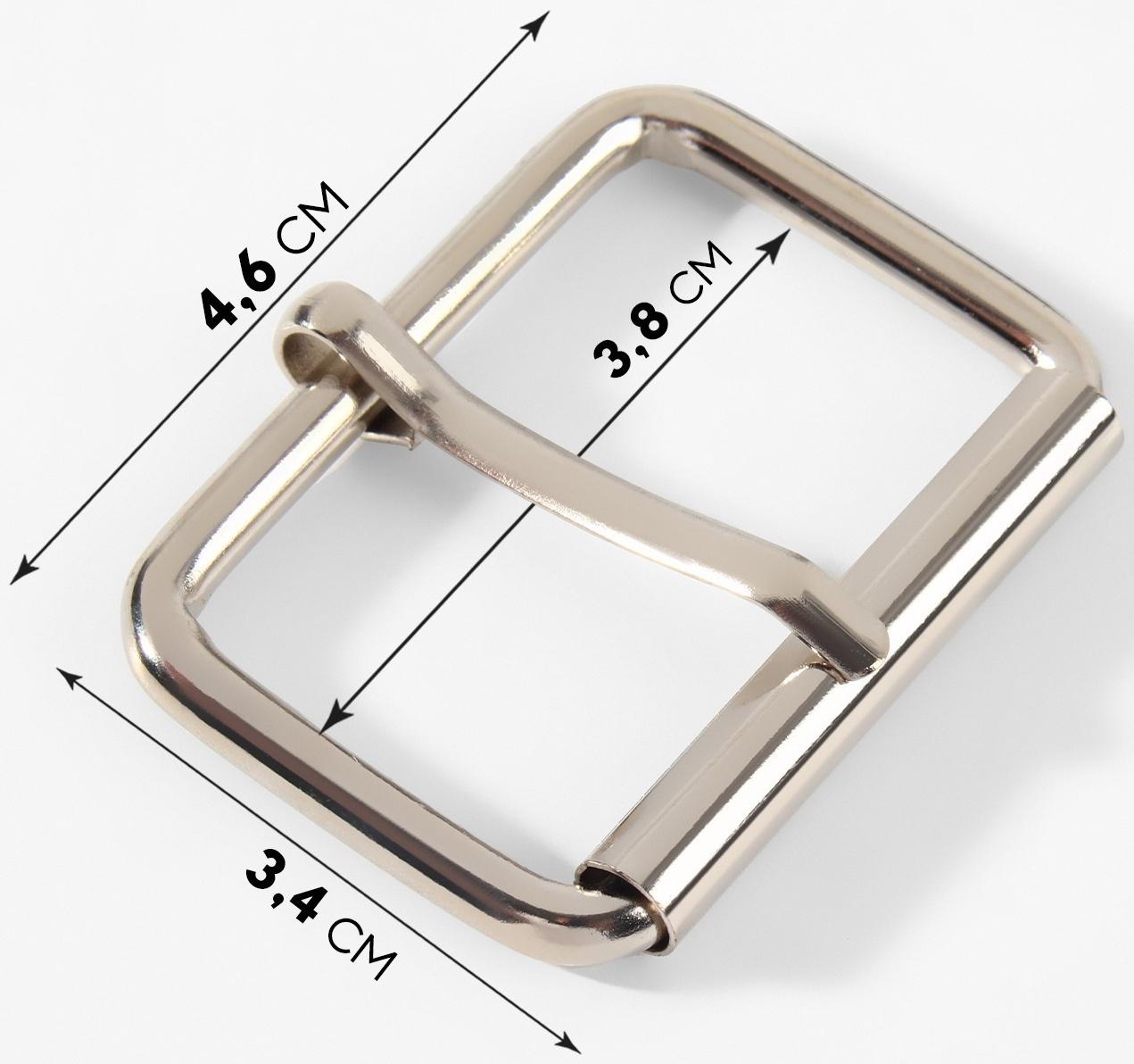 Пряжка для ремня, 4,6 × 3,4 см, 38 мм, 5 шт, цвет серебряный