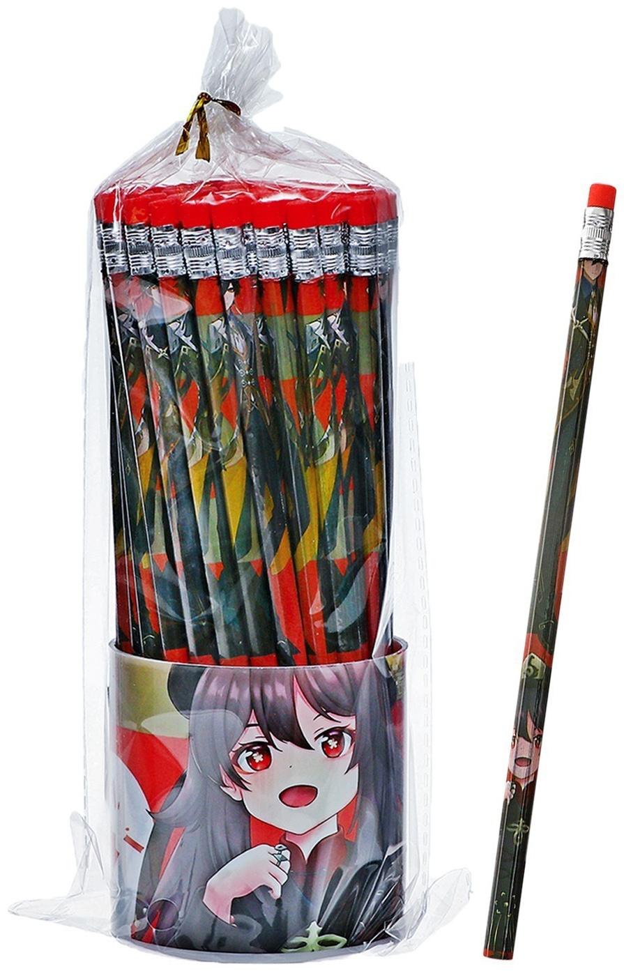 Карандаш чернографиный НВ с ластиком Аниме