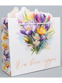 Пакет подарочный «От всего сердца», цветы, 25 х 26 х 10 см