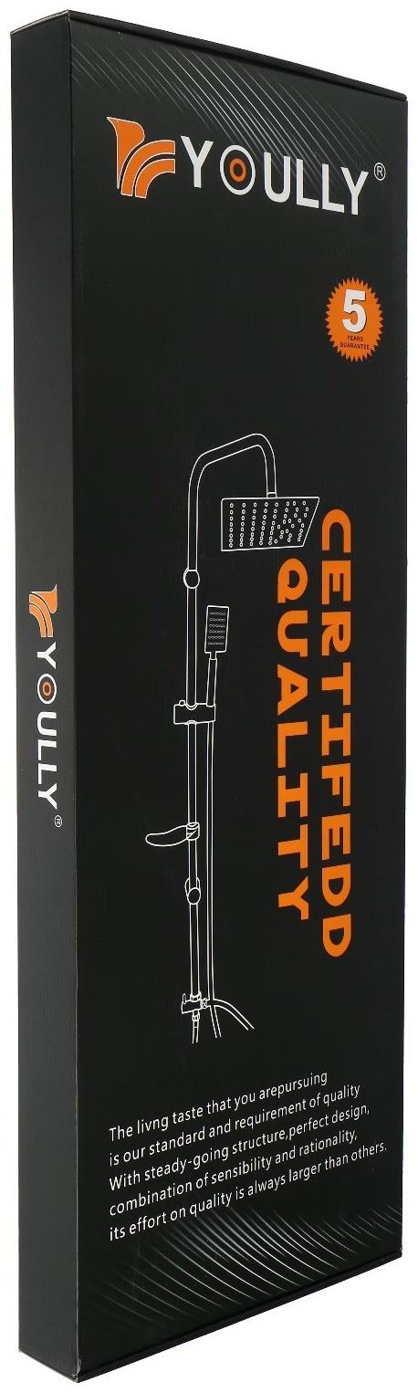 Душевая система ZEIN Z1013, тропическая и ручная лейка 5 режимов, 2 шланга, мыльница, графит