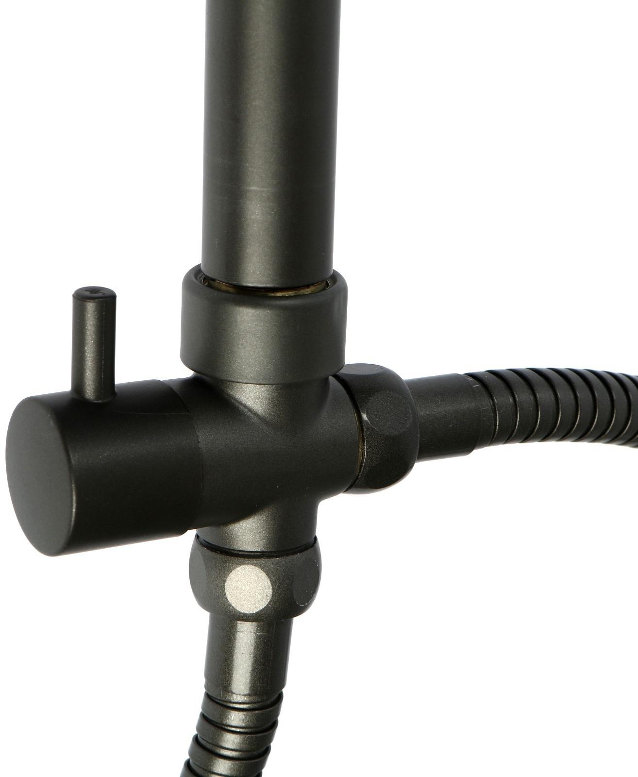 Душевая система ZEIN Z1013, тропическая и ручная лейка 5 режимов, 2 шланга, мыльница, графит