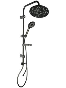 Душевая система ZEIN Z1013, тропическая и ручная лейка 5 режимов, 2 шланга, мыльница, графит