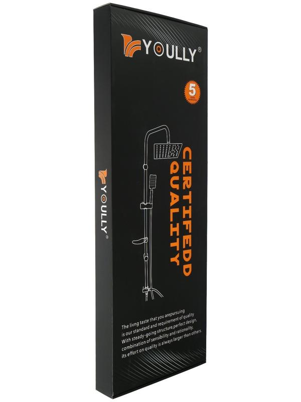 Душевая система ZEIN Z1013, тропическая и ручная лейка 5 режимов, 2 шланга, мыльница, графит