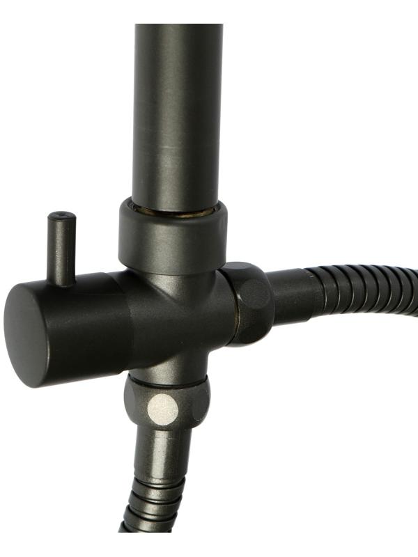 Душевая система ZEIN Z1013, тропическая и ручная лейка 5 режимов, 2 шланга, мыльница, графит