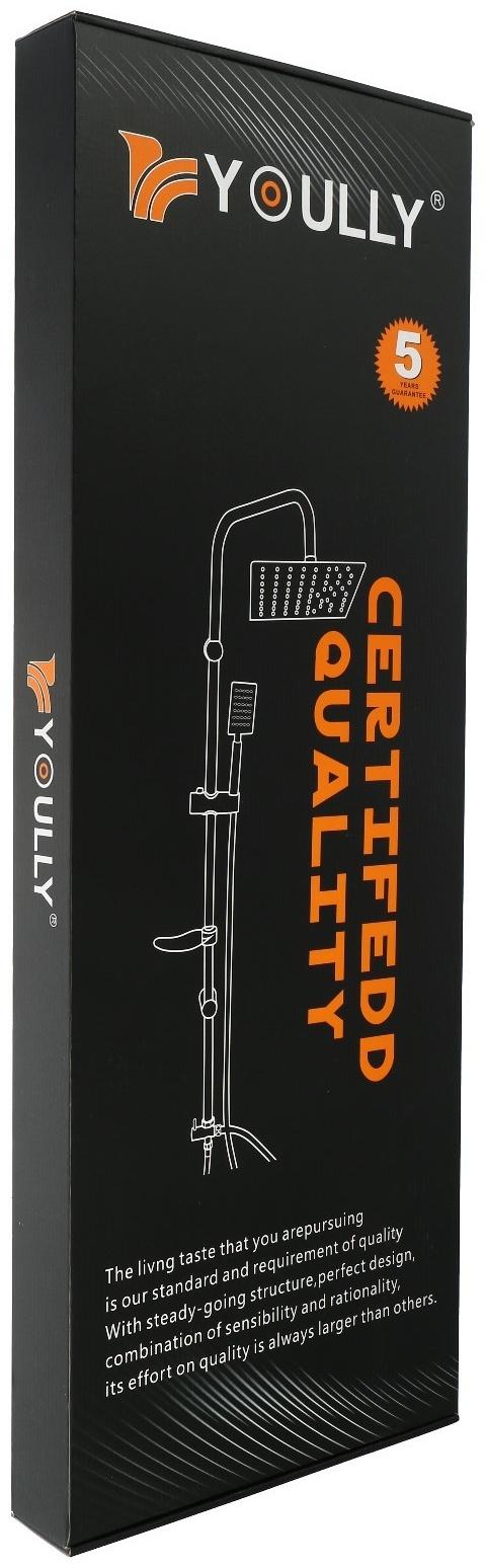 Душевая система ZEIN Z1014, тропическая и ручная лейка, 2 шланга, мыльница, черная