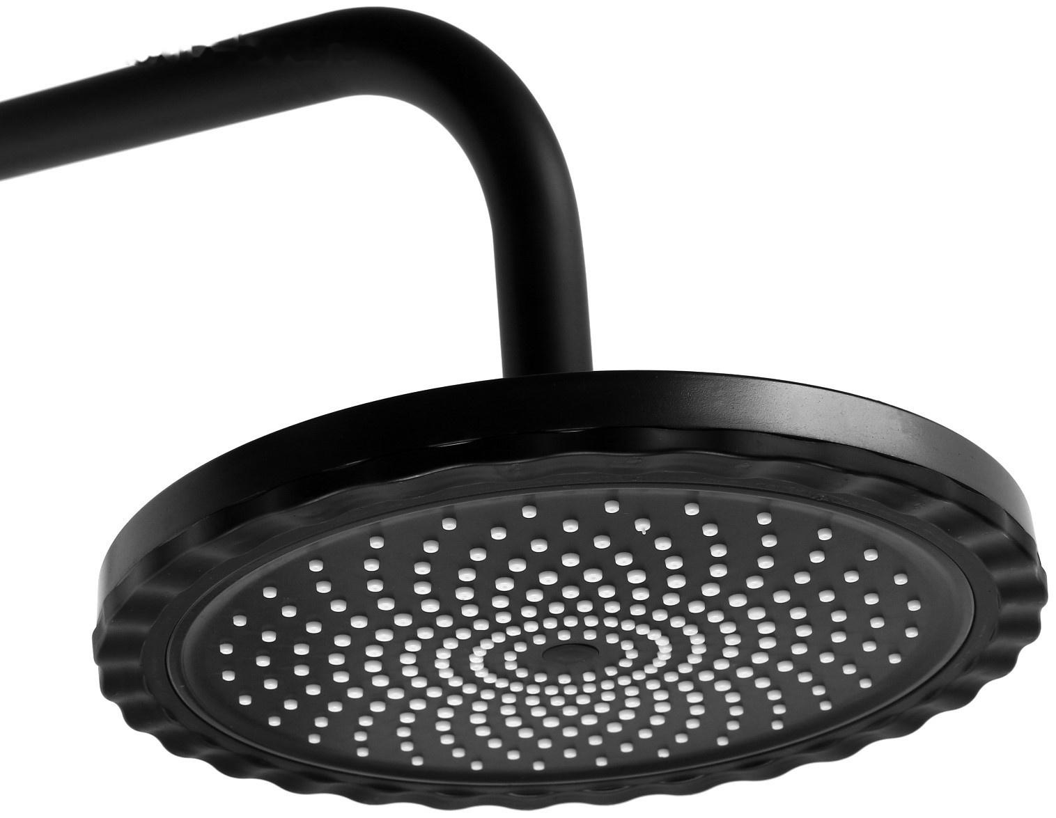 Душевая система ZEIN Z1014, тропическая и ручная лейка, 2 шланга, мыльница, черная