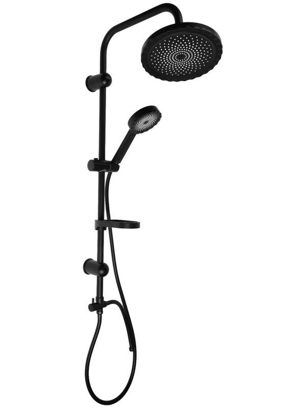 Душевая система ZEIN Z1014, тропическая и ручная лейка, 2 шланга, мыльница, черная