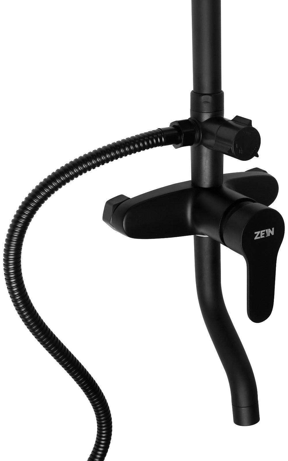 Душевая система ZEIN Z1015, тропическая и ручная лейка, шланг 150 см, черная