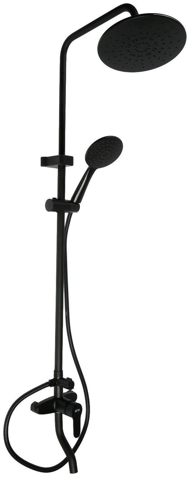 Душевая система ZEIN Z1015, тропическая и ручная лейка, шланг 150 см, черная
