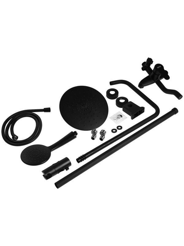 Душевая система ZEIN Z1015, тропическая и ручная лейка, шланг 150 см, черная