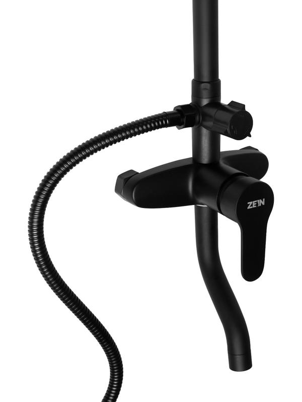 Душевая система ZEIN Z1015, тропическая и ручная лейка, шланг 150 см, черная