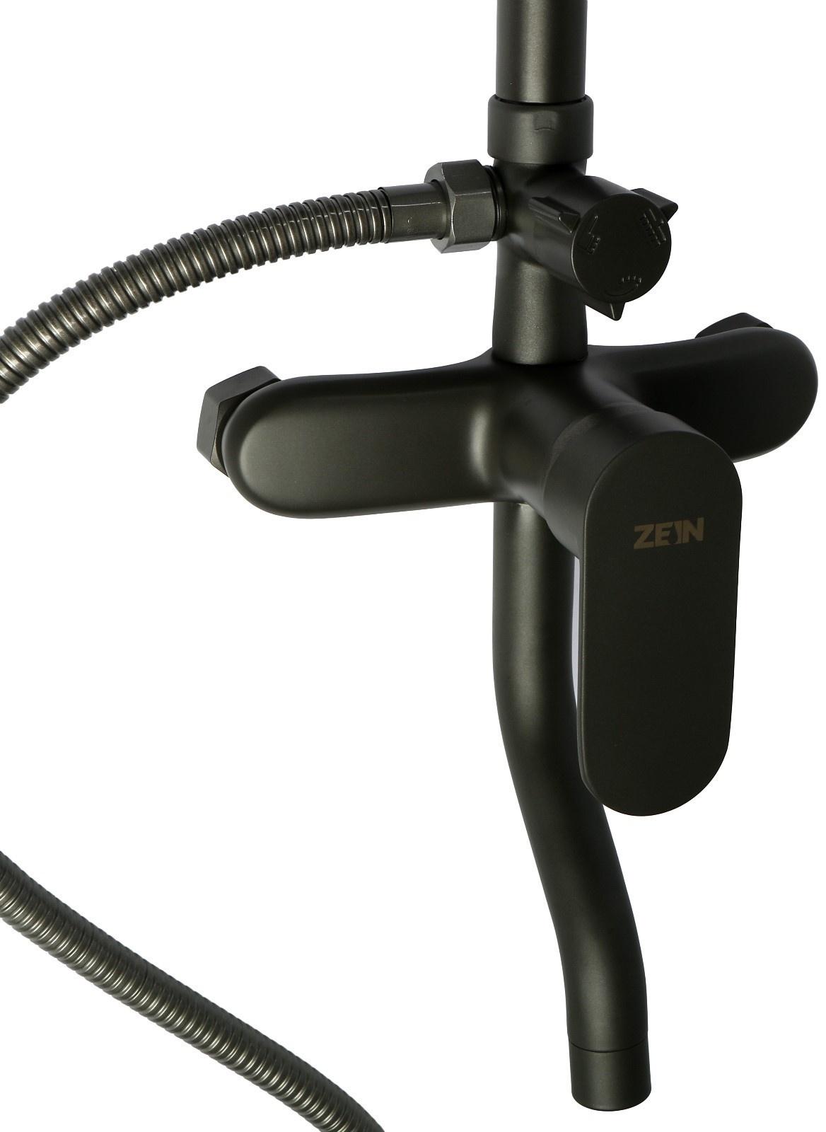 Душевая система ZEIN Z1015, тропическая и ручная лейка, шланг 150 см, графит