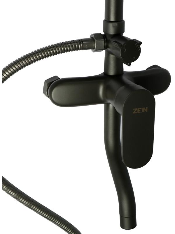 Душевая система ZEIN Z1015, тропическая и ручная лейка, шланг 150 см, графит