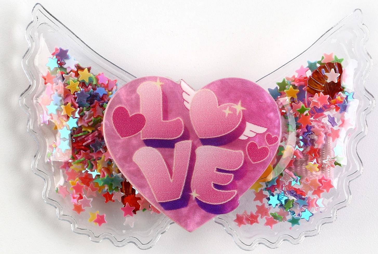 Заколка с шейкером LOVE, 6 х 4.5 см