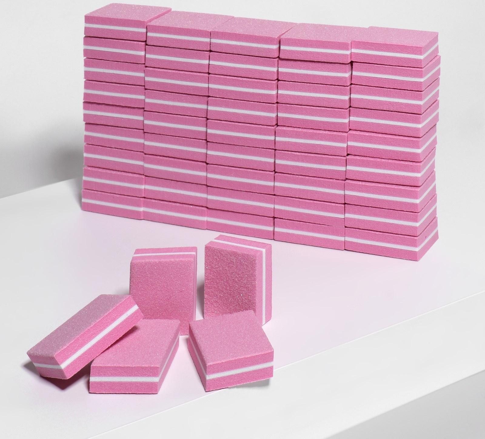 Баф наждачный для ногтей, 50 шт, двухсторонний, 3,5 × 2,5 см, цвет розовый
