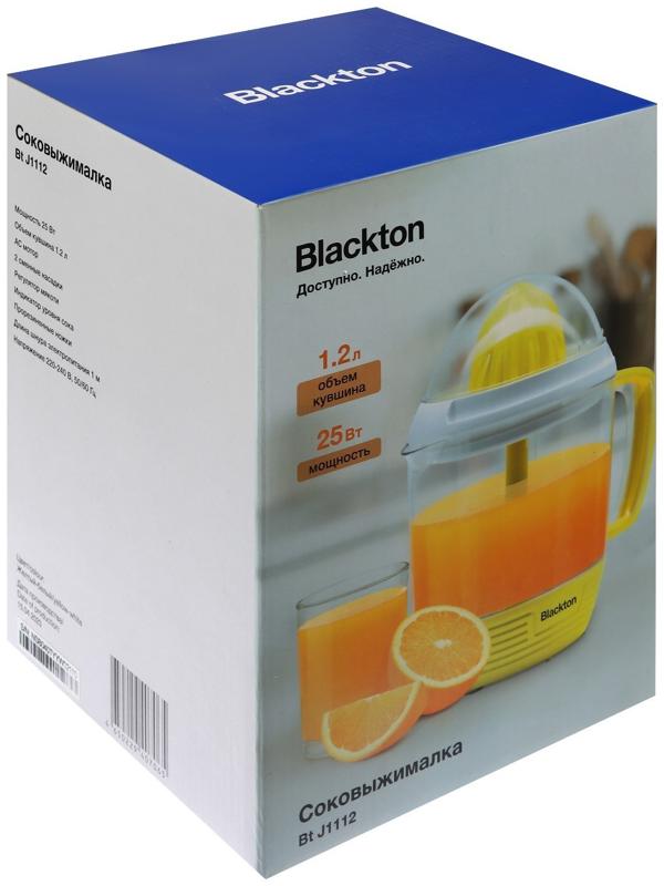 Соковыжималка Blackton Bt J1112, для цитрусовых, 25 Вт, 1.2 л, 54 об/мин, бело-жёлтая