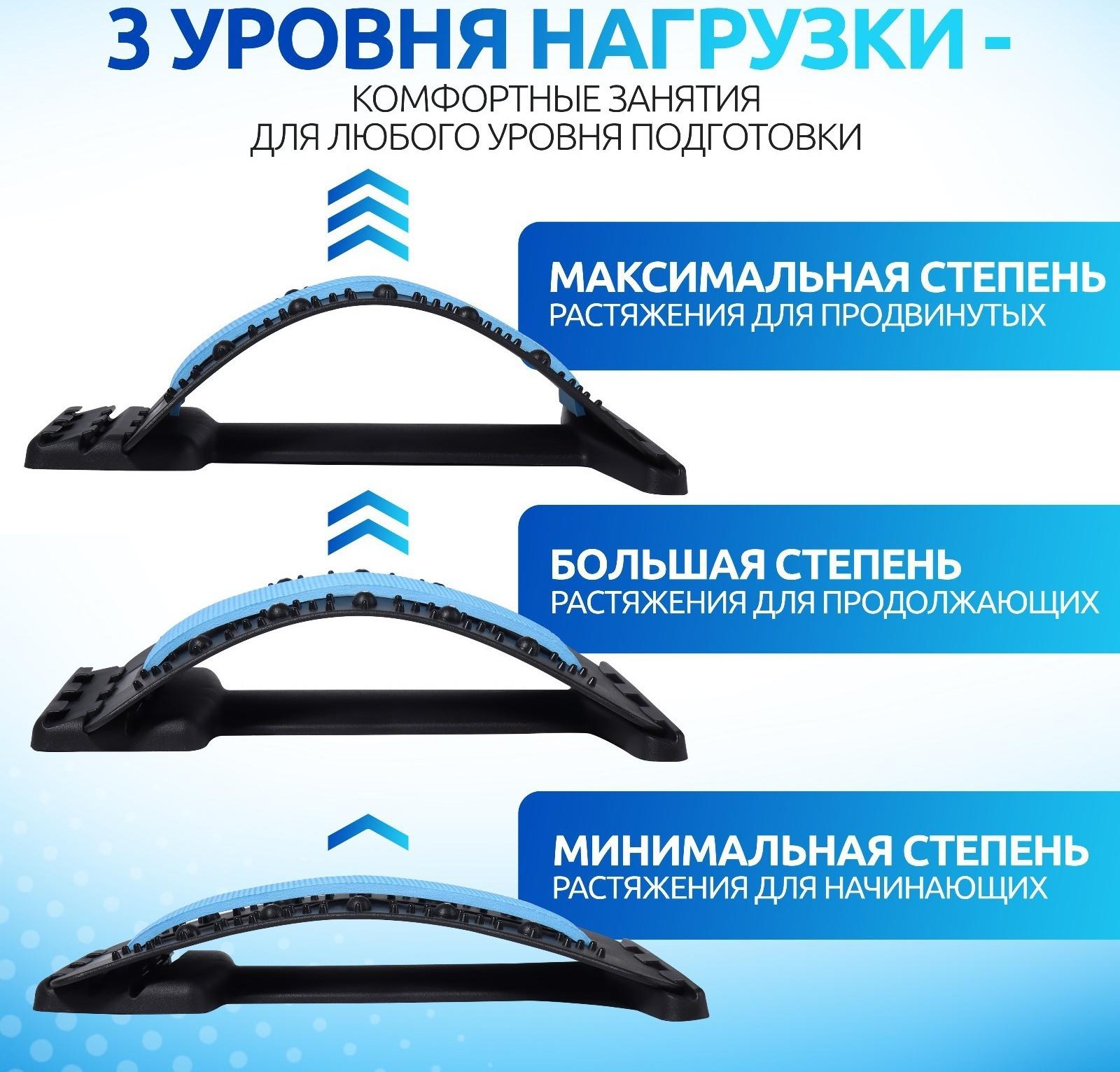 Массажёр для спины, трёхуровневый, с магнитом, 38 × 24,5 см, цвет МИКС