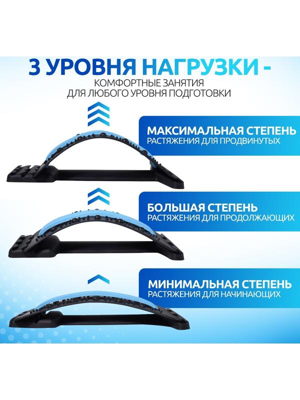 Массажёр для спины, трёхуровневый, с магнитом, 38 × 24,5 см, цвет МИКС