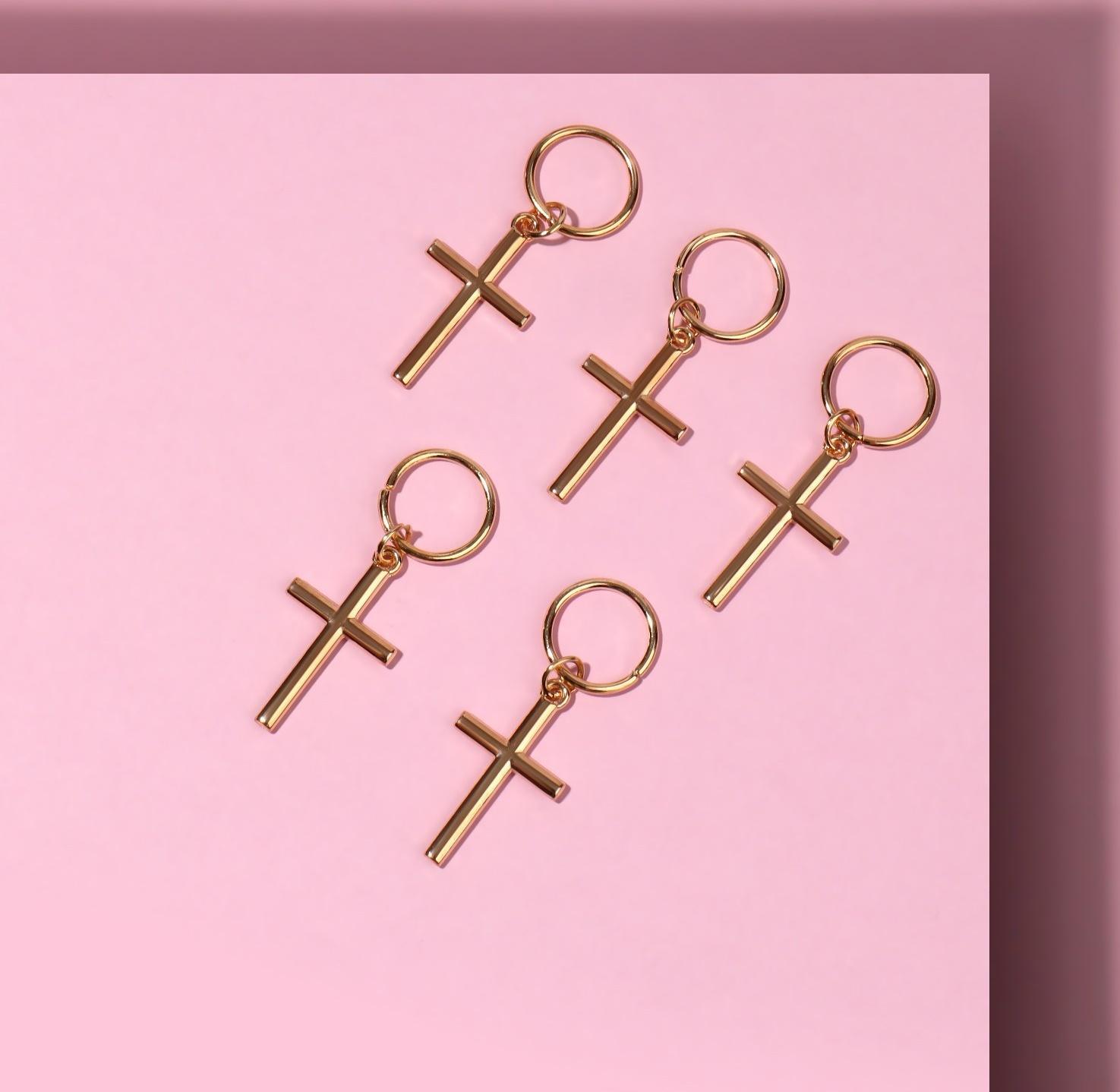 Пирсинг для волос «Крест», 3,7 × 1,3 см, 5 шт, цвет золотистый