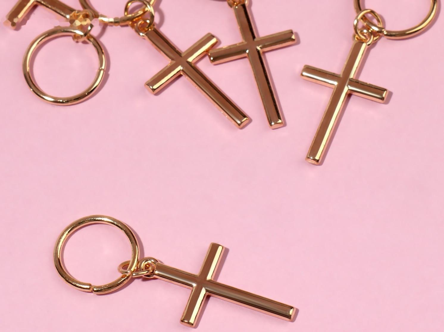 Пирсинг для волос «Крест», 3,7 × 1,3 см, 5 шт, цвет золотистый