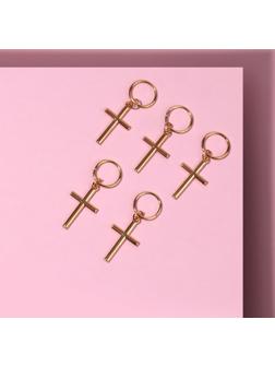 Пирсинг для волос «Крест», 3,7 × 1,3 см, 5 шт, цвет золотистый