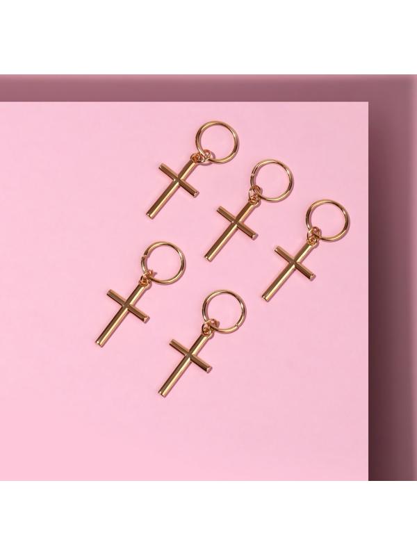 Пирсинг для волос «Крест», 3,7 × 1,3 см, 5 шт, цвет золотистый