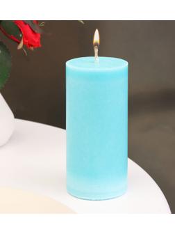 Свеча-цилиндр гладкая,5х10 см, пальмовый воск, бирюзовая, 6 ч