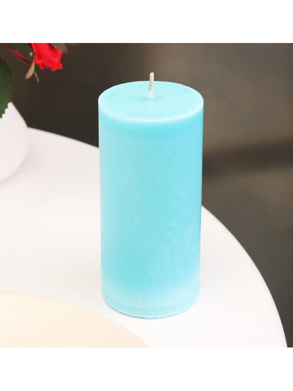 Свеча-цилиндр гладкая,5х10 см, пальмовый воск, бирюзовая, 6 ч