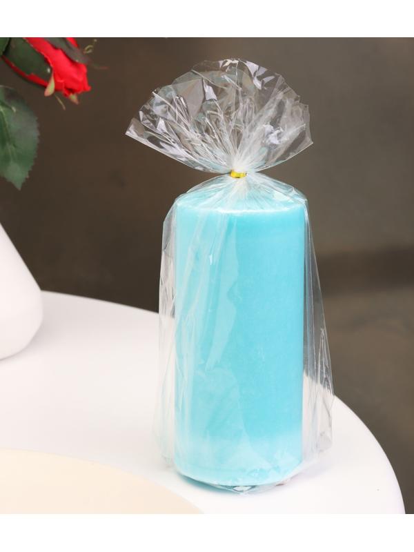 Свеча-цилиндр гладкая,5х10 см, пальмовый воск, бирюзовая, 6 ч