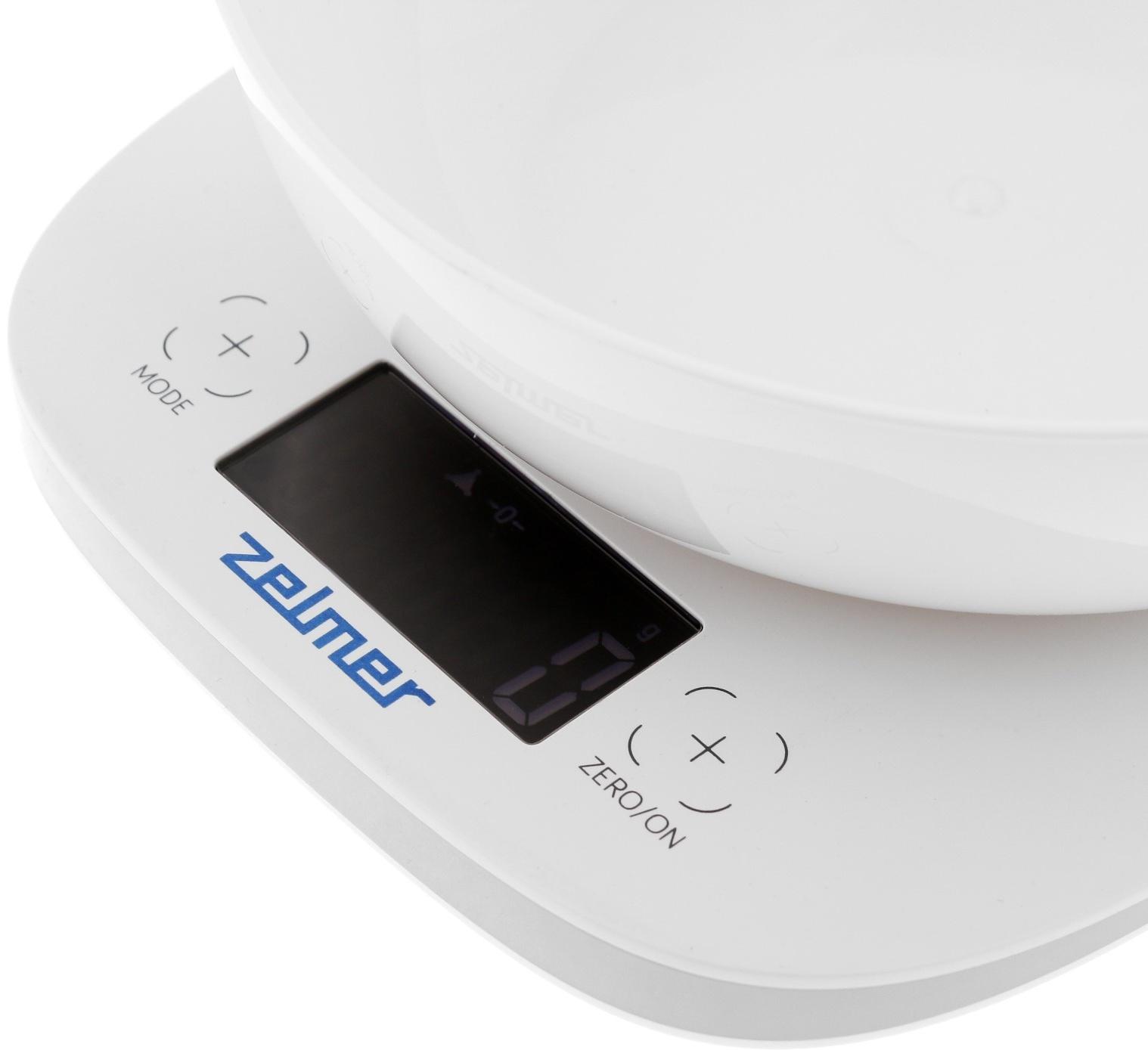 Весы кухонные Zelmer ZKS1460, электронные, до 5 кг, белые