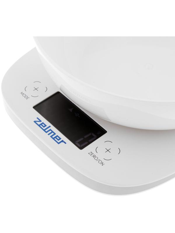 Весы кухонные Zelmer ZKS1460, электронные, до 5 кг, белые
