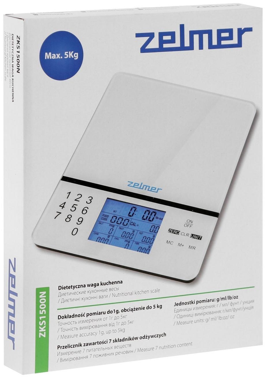 Весы кухонные Zelmer ZKS1500N, электронные, до 5 кг, серые