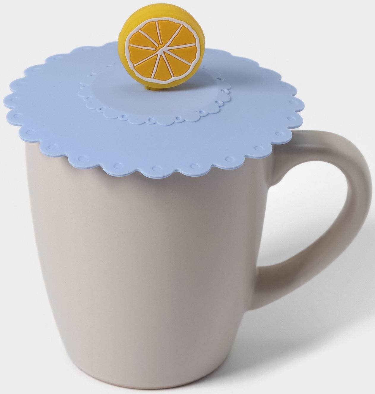 Крышка-непроливайка силиконовая Доляна «Лимон», d=11 см, цвет васильковый