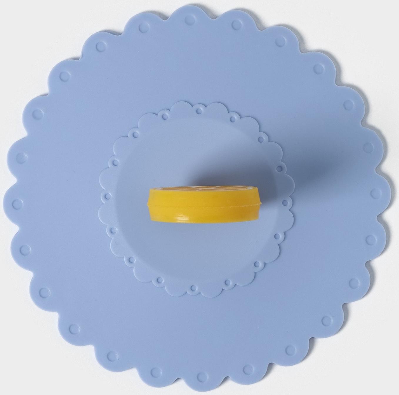 Крышка-непроливайка силиконовая Доляна «Лимон», d=11 см, цвет васильковый