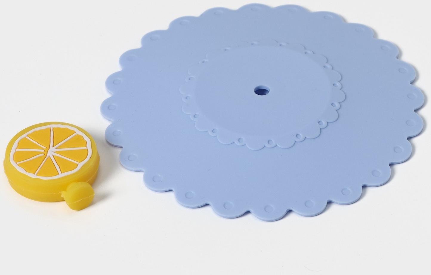 Крышка-непроливайка силиконовая Доляна «Лимон», d=11 см, цвет васильковый
