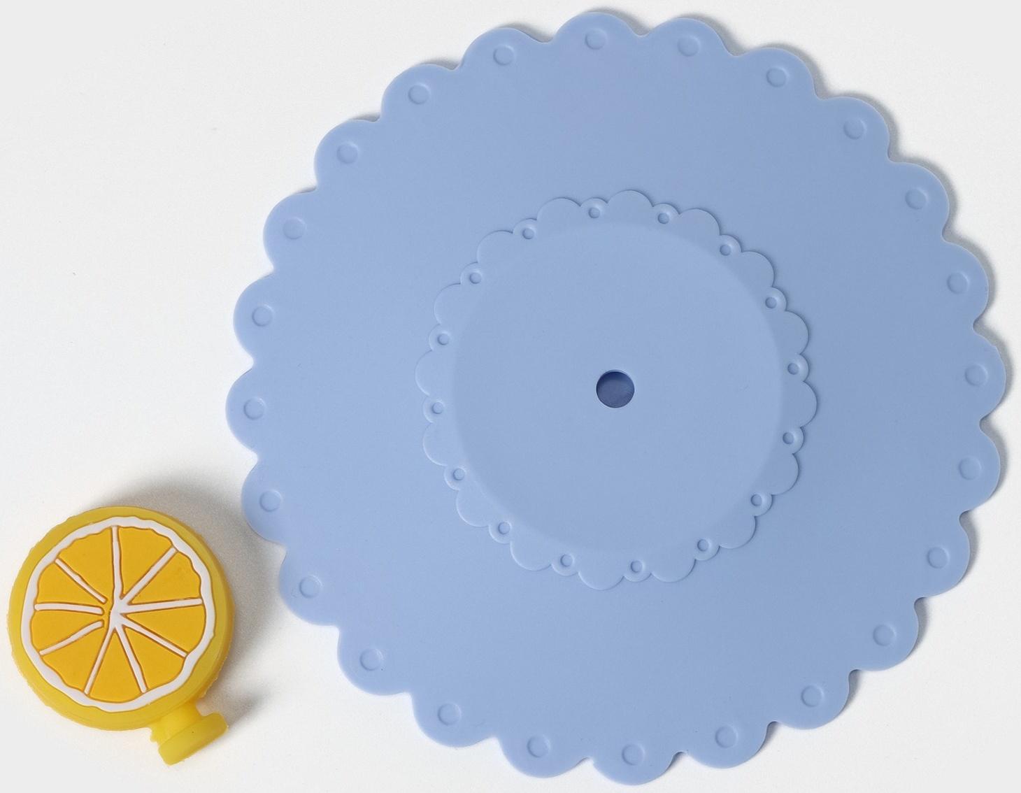 Крышка-непроливайка силиконовая Доляна «Лимон», d=11 см, цвет васильковый