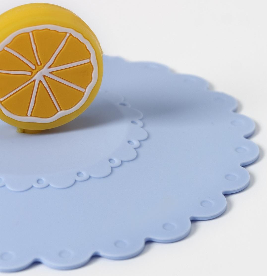 Крышка-непроливайка силиконовая Доляна «Лимон», d=11 см, цвет васильковый