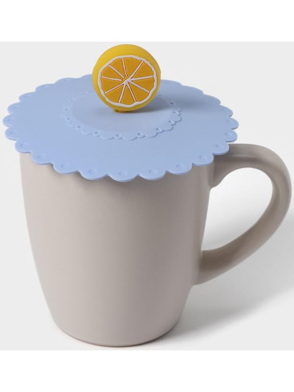 Крышка-непроливайка силиконовая Доляна «Лимон», d=11 см, цвет васильковый