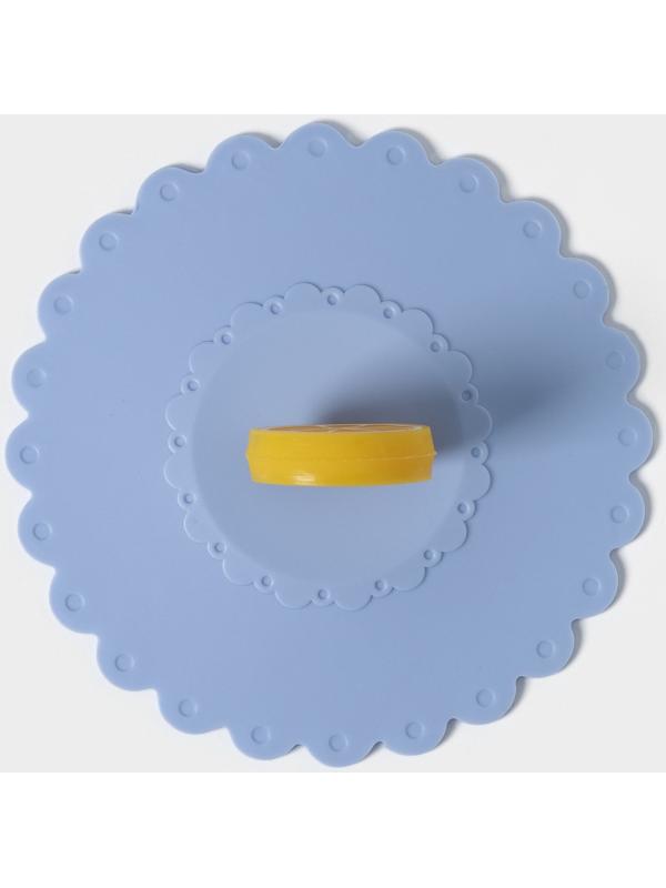 Крышка-непроливайка силиконовая Доляна «Лимон», d=11 см, цвет васильковый