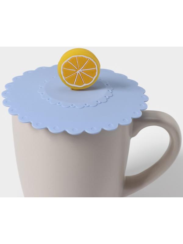 Крышка-непроливайка силиконовая Доляна «Лимон», d=11 см, цвет васильковый