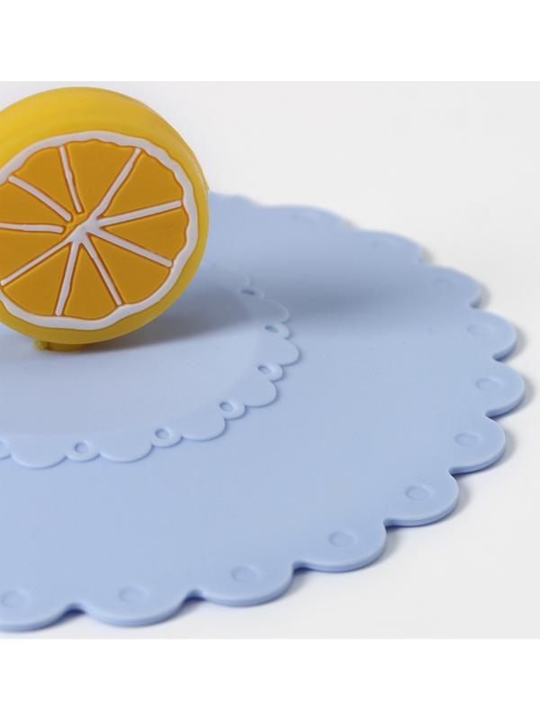Крышка-непроливайка силиконовая Доляна «Лимон», d=11 см, цвет васильковый