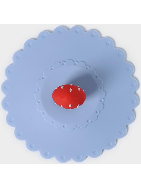 Крышка-непроливайка силиконовая Доляна «Клубничка», d=11 см, цвет васильковый