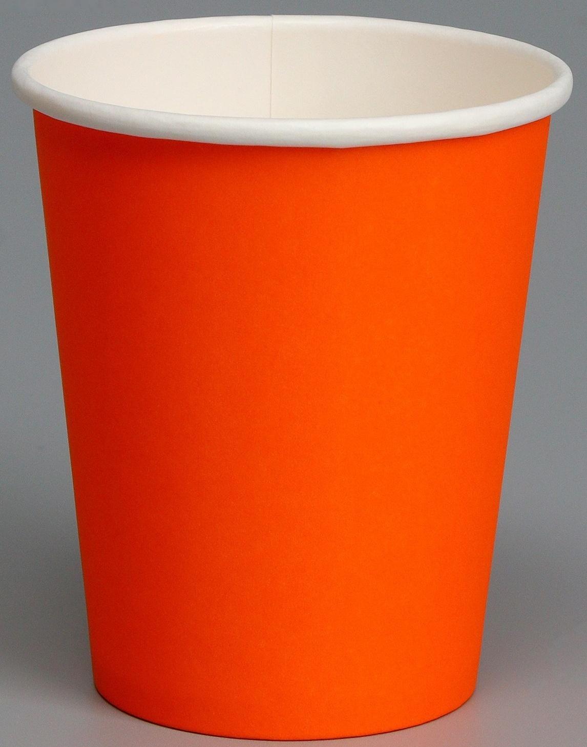 Стакан бумажный, однотонный, цвет оранжевый, 250 мл, 50 шт