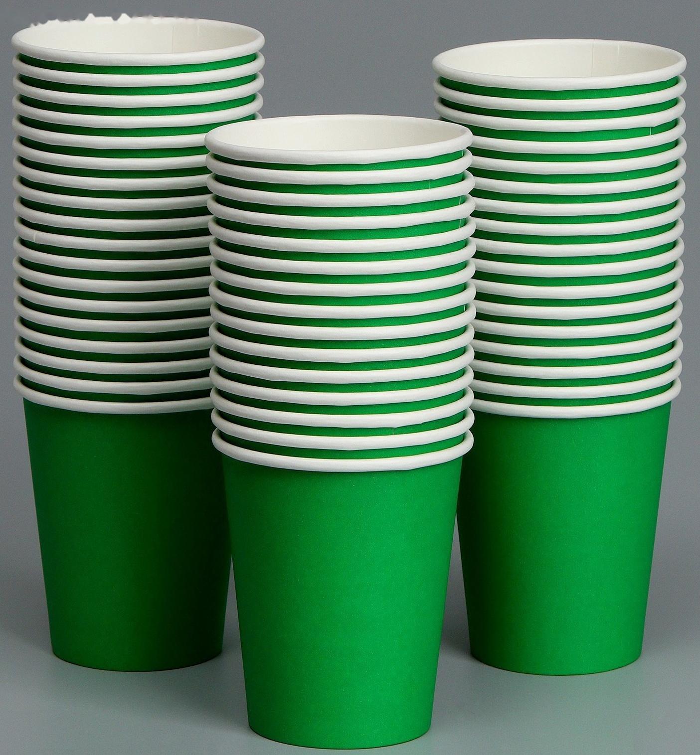 Стакан бумажный, однотонный, цвет зеленый, 250 мл, 50 шт