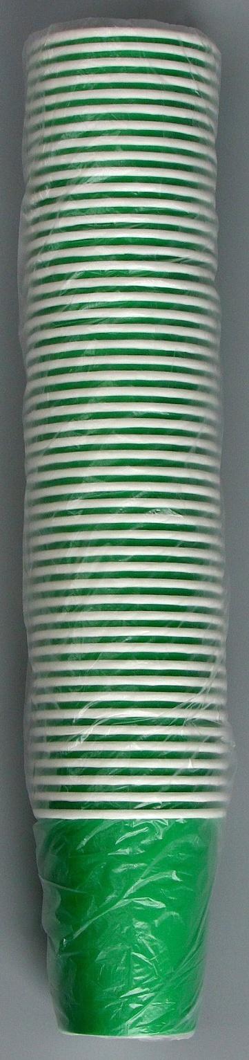 Стакан бумажный, однотонный, цвет зеленый, 250 мл, 50 шт