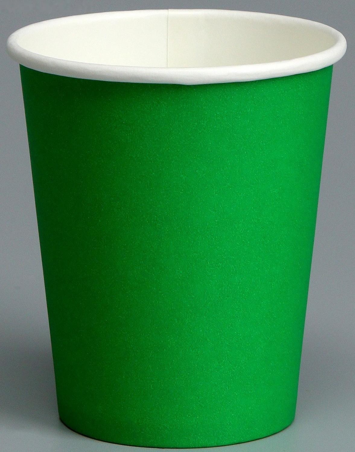 Стакан бумажный, однотонный, цвет зеленый, 250 мл, 50 шт