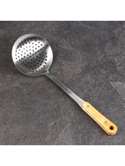 Шумовка для казана 40см, диаметр 14см, дерев ручка