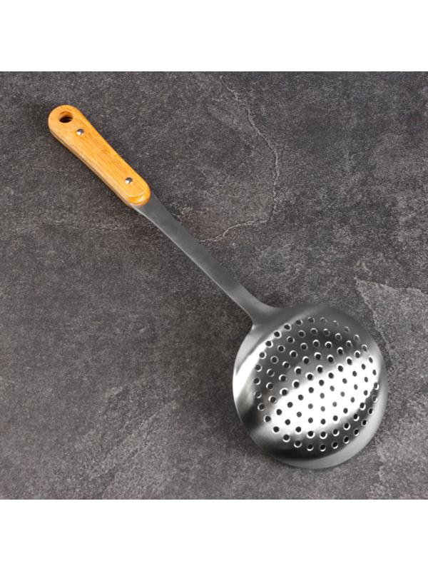 Шумовка для казана 40см, диаметр 14см, дерев ручка