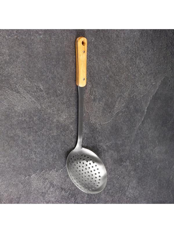 Шумовка для казана 40см, диаметр 14см, дерев ручка