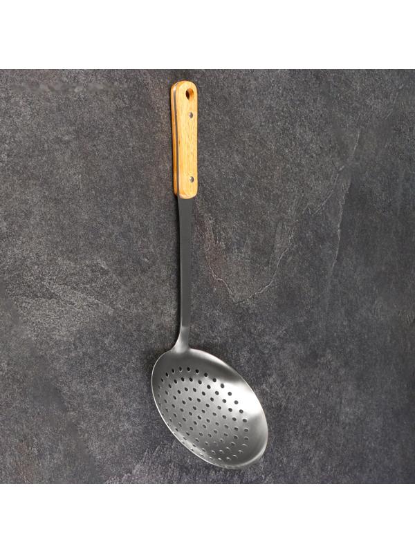 Шумовка для казана 42см, диаметр 16см, дерев ручка